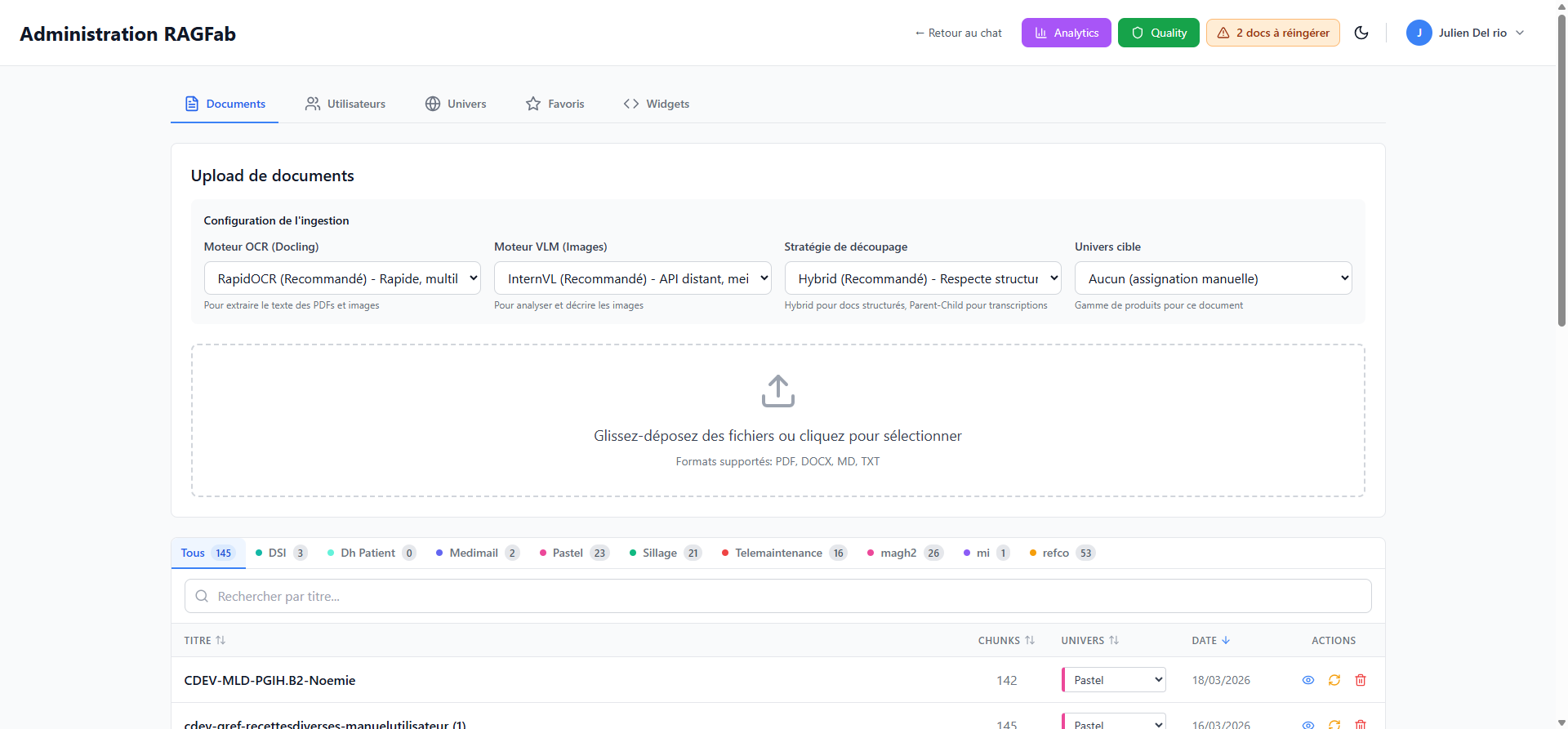 Administration page - Documents