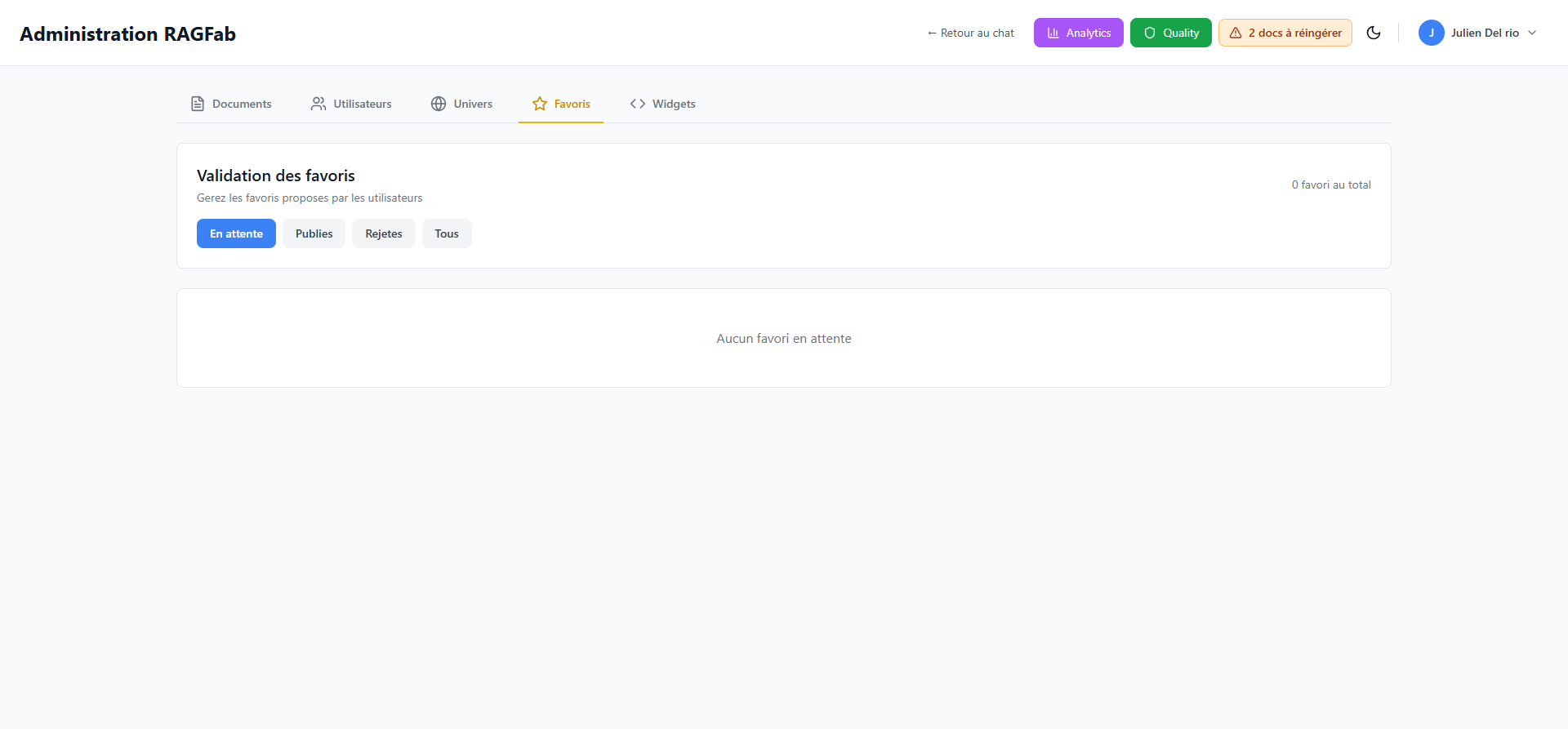 Favorites validation