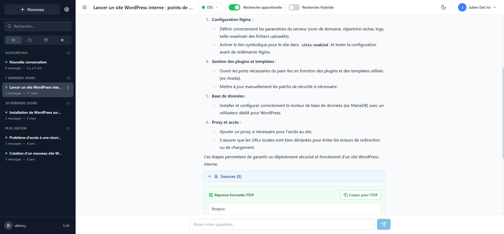 Conversation with sources
